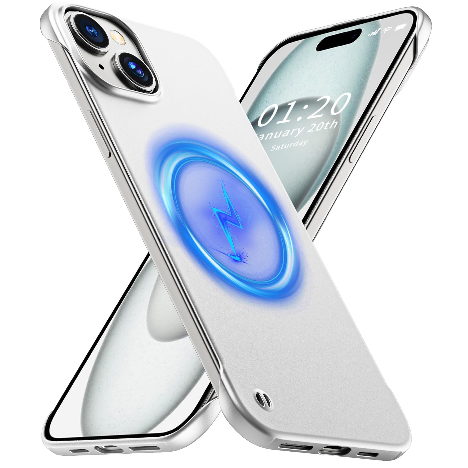 GRECAZO Magnetic Ultra Thin Frosted Designed for iPhone 15 Plus Frameless Case 6.7 inch Slim [Compatible with MagSafe] Minimalist Lightweight Matte