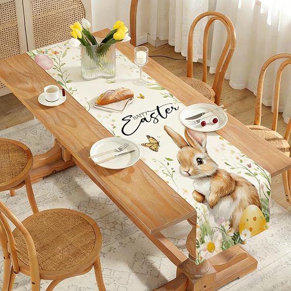 Table Runner Easter Spring Easter Table Runner Modern Easter Tablecloth Runner Classic Checked Design Washable Easter Runner for Table Easter Tablecloth for Easter Decoration (D)