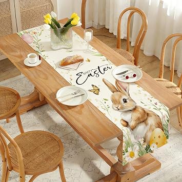 Table Runner Easter Spring Easter Table Runner Modern Easter Tablecloth Runner Classic Checked Design Washable Easter Runner for Table Easter Tablecloth for Easter Decoration (D)