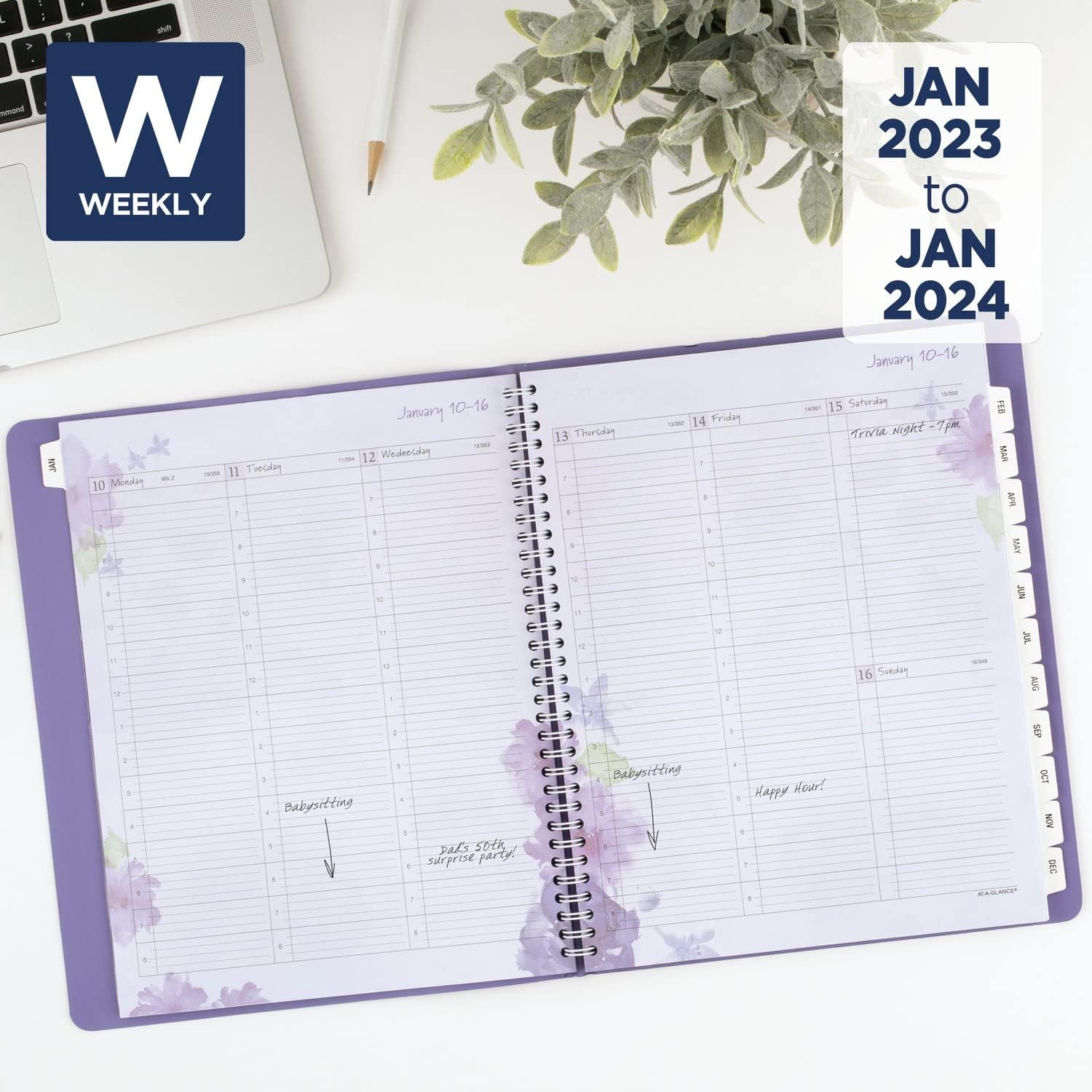 AT-A-GLANCE 2023 Weekly & Monthly Planner, 8-1/2" x 11", Large, Beautiful Day, Lavender (938P-905)