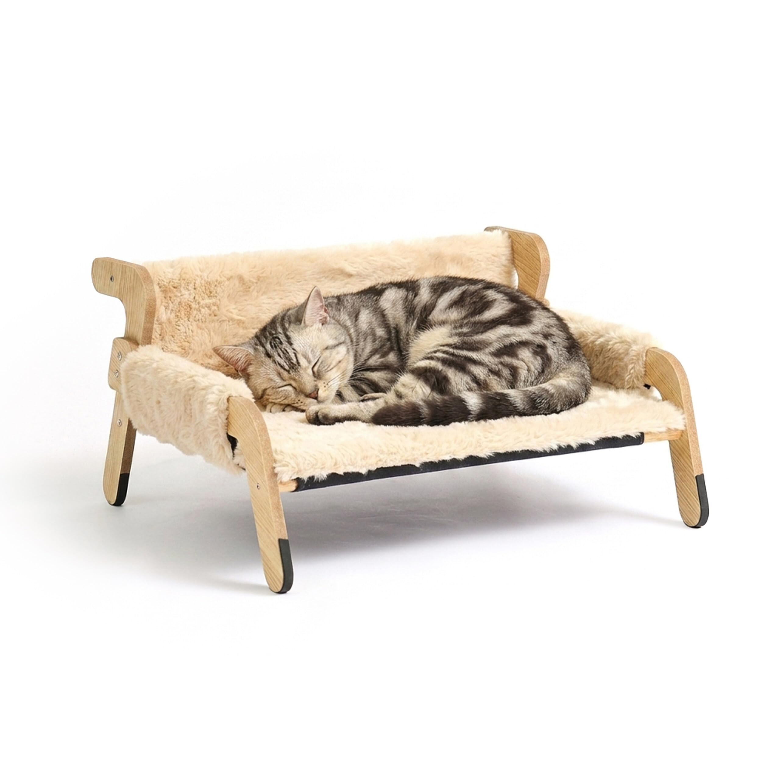 Relaxdays Cama para Gatos Acolchada, Estructura de Pino