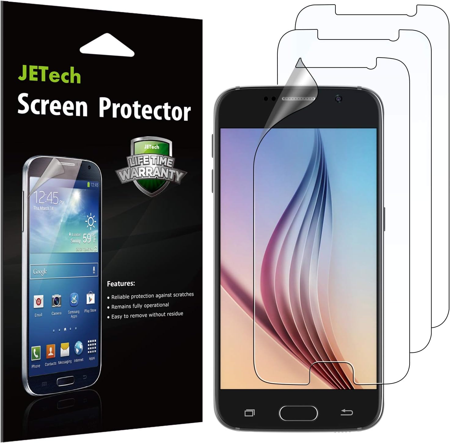 JETech Screen Protector for Samsung Galaxy S6, PET Film, 3-Pack