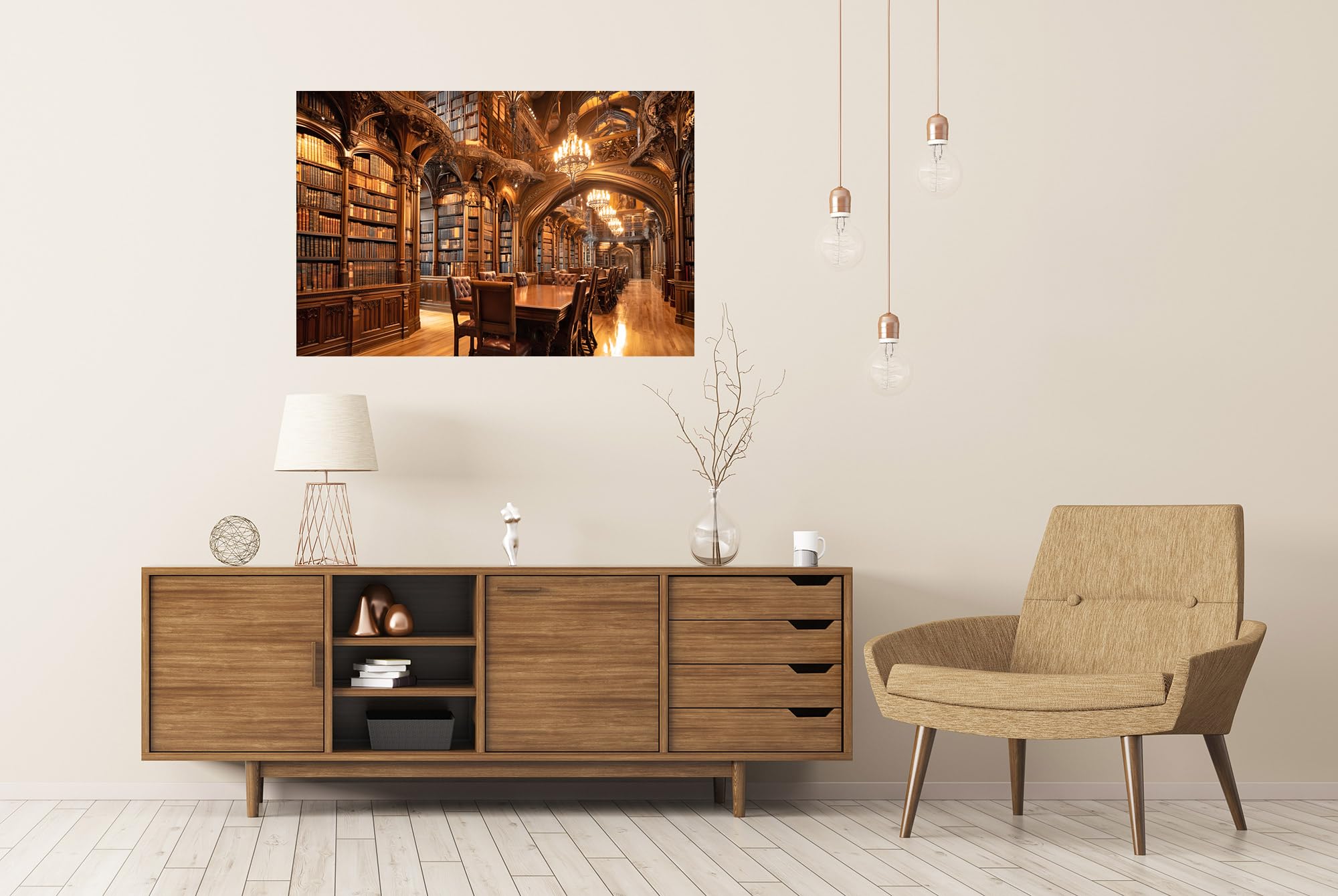 islandburner Poster mural de qualité supérieure - Bibliothèque majestueuse pour le salon - Parfait pour les amateurs de livres - Grand format