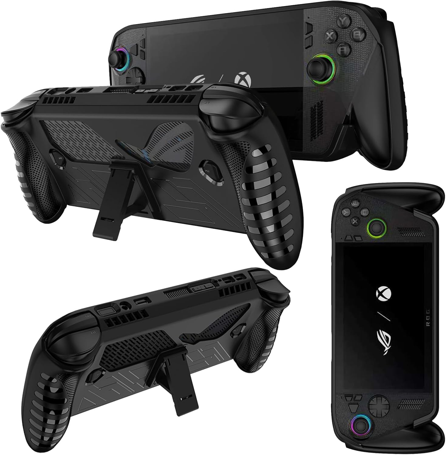 Protective Case for ASUS ROG XBOX Ally/ROG XBOX Ally X Gaming Console, with Stand Function, Soft Flexible TPU Silicone Anti-Scratch Non-Slip Shock-Absorption Rugged Bumper Cover, Black