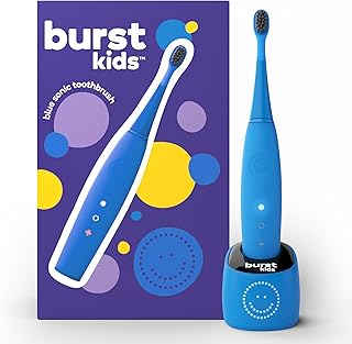 Burst Kids & Toddlers Electric Toothbrush (Blue) | Soft Bristles | Two Minute Timer | Rechargeable Battery | Easy-Grip Silicone Handle | 2 Modes for Healthy Smiles | Ages 3+