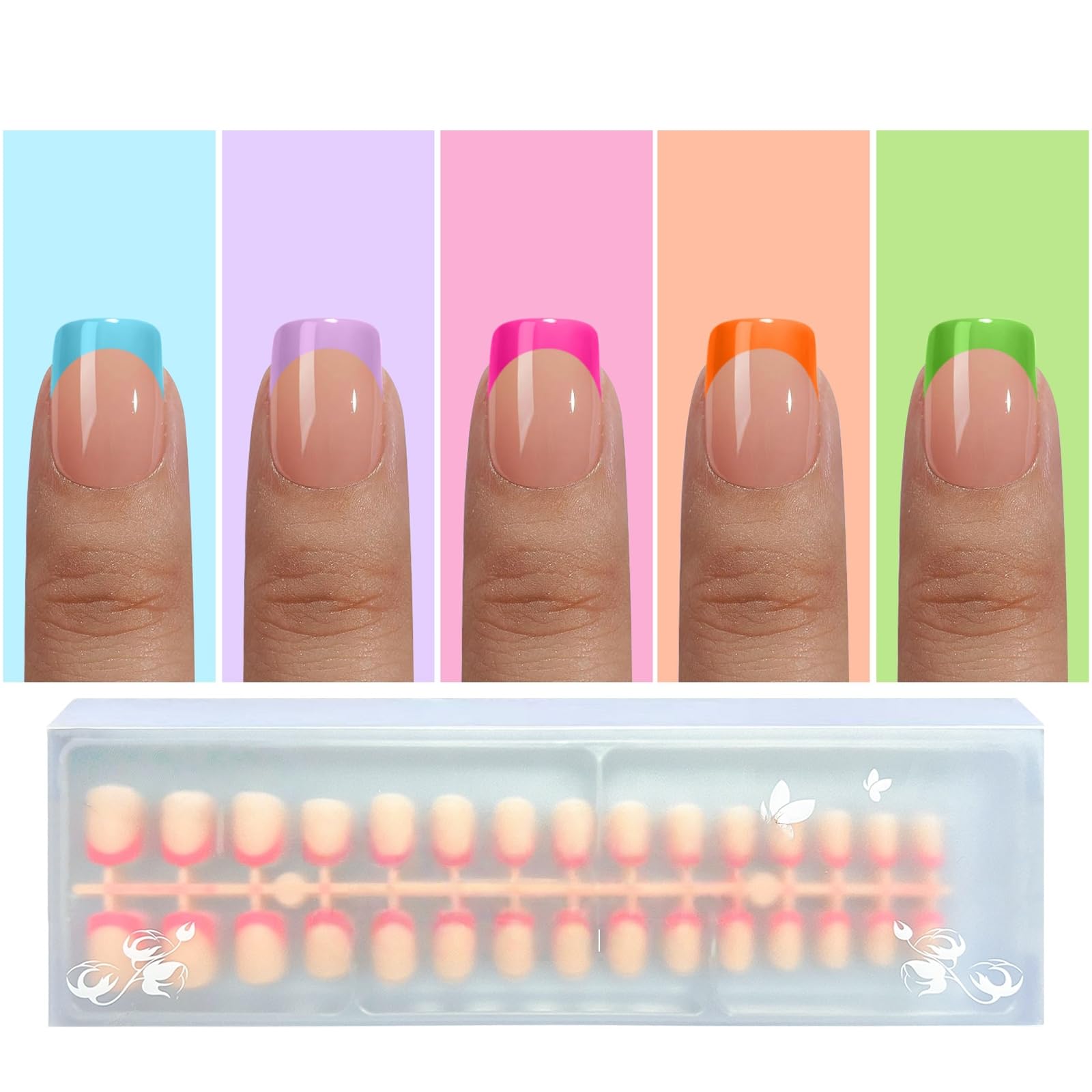 French Tip Press On Nails, OPkssnails 150pcs Brighte French Press ON Nails Extra Short Square, Pre-lasting Soft Gel Nails, Soak Off Acrylic False