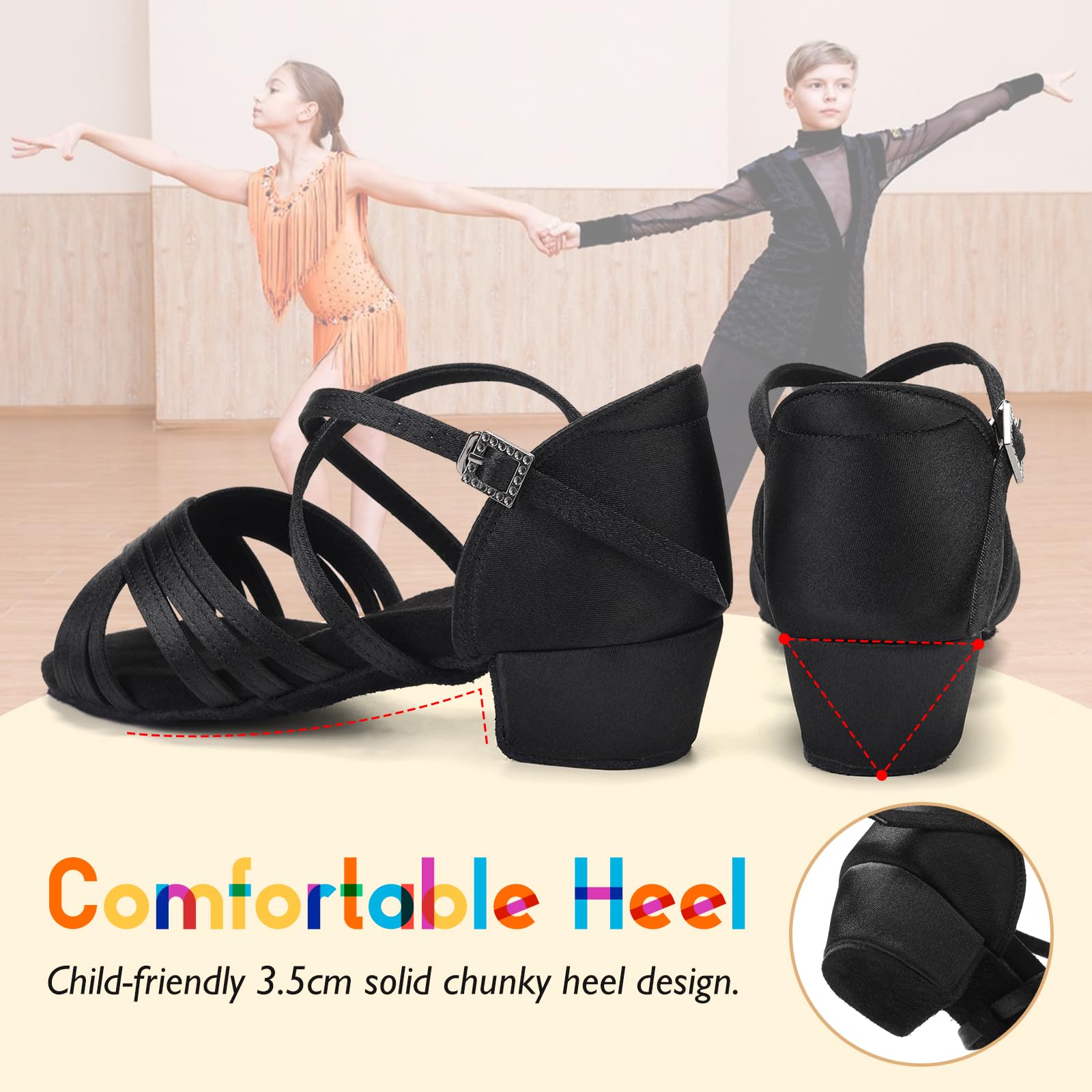 SWDZM Chaussures de Danse Latine Fille avec Talon Bas de 3,5 cm de Salon Femmes