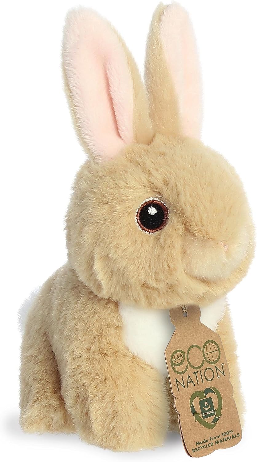 Aurora® Responsibly Made Eco Nation™ Mini Tan Bunny Stuffed Animal - Ideal for Playtime Adventures - Perfect for Birthdays or Just Because - Brown 4 Inches