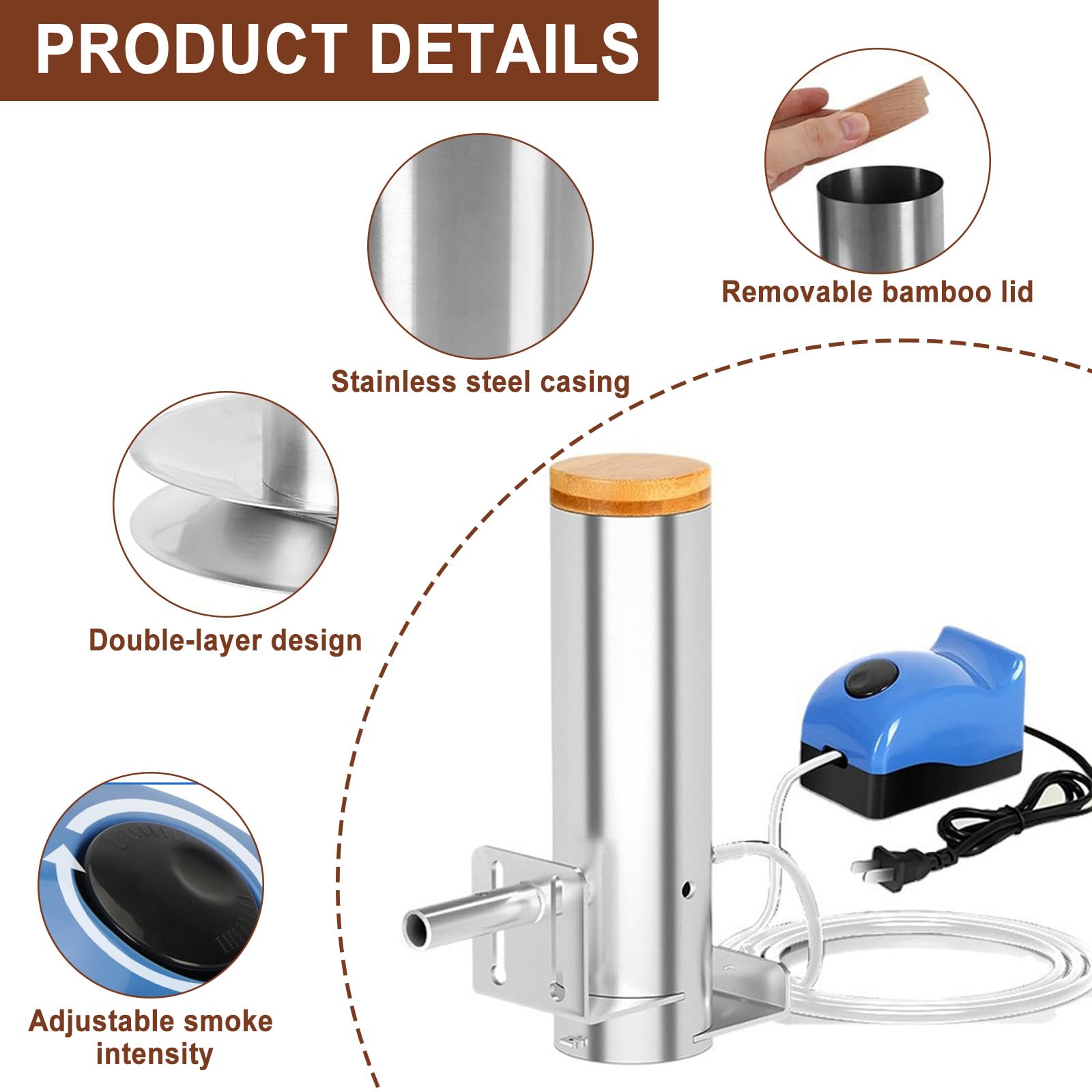 Generatore di fumo freddo in acciaio inox, generatore di fumo elettrico per affumicatura a freddo di pesce, carne, barbecue