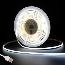 5V USB COB LED Strip Light 9.84ft,480LEDs/m 6500K Cool White LED Tape Lights TV Backlight 4mm,CRI90+ Bendable Undercabinet Lights for Kitchen,Bedroom,Mirror,Monitor Backlight,Shelf Lighting