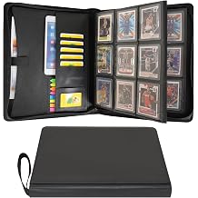 Wonderpool Toploader Binder Trading Card Album Storage 9 Pocket - 360 Side Loading Holds Toploaders with Extra Interior Pockets | PU Leather Notebook for MTG TCG Yugioh Game Sports Cards Black