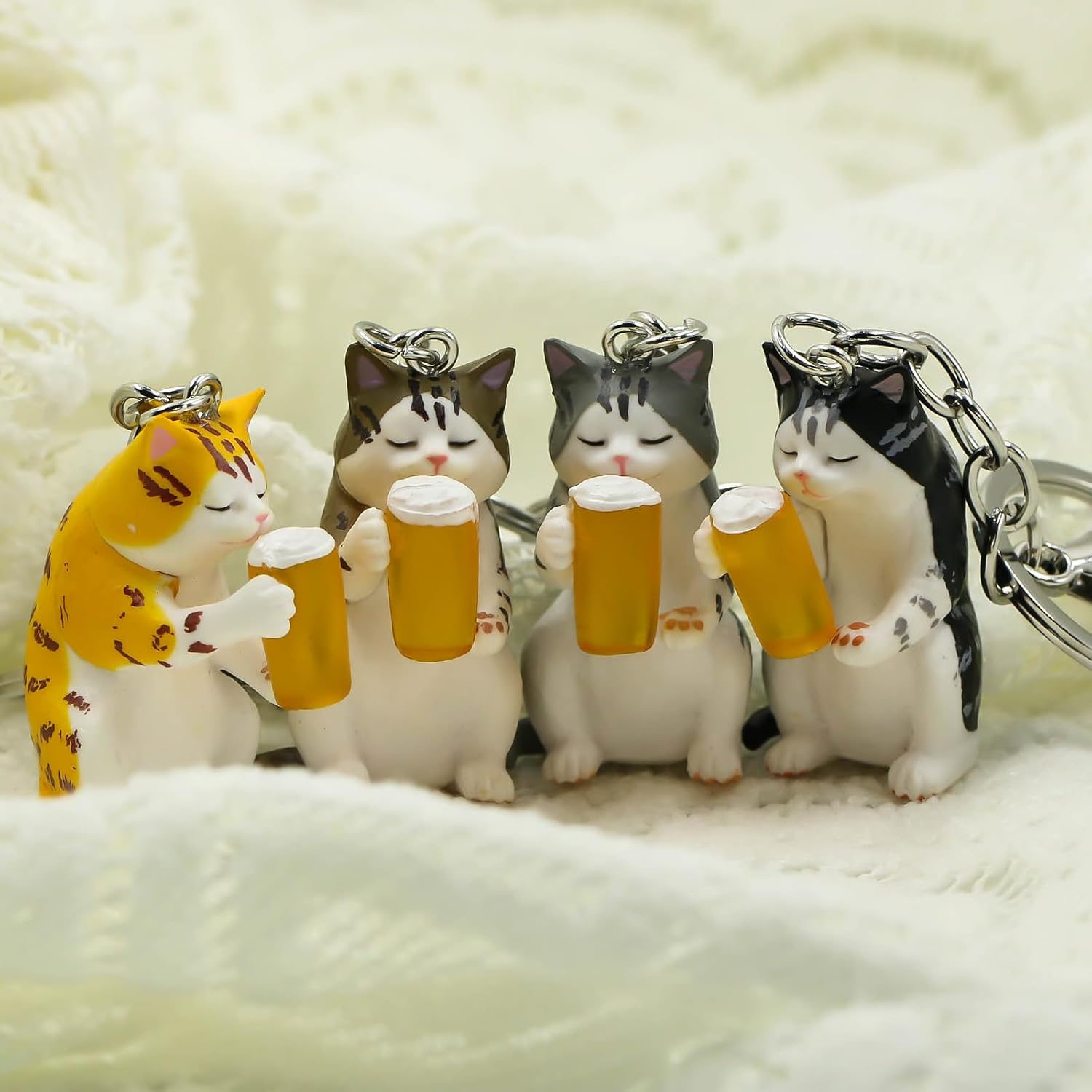 Cute Cat Keychain Bag Charm - kitten Purse Charms Funny Key Chain Accessories Birthday Gifts for Cat Lover image 5