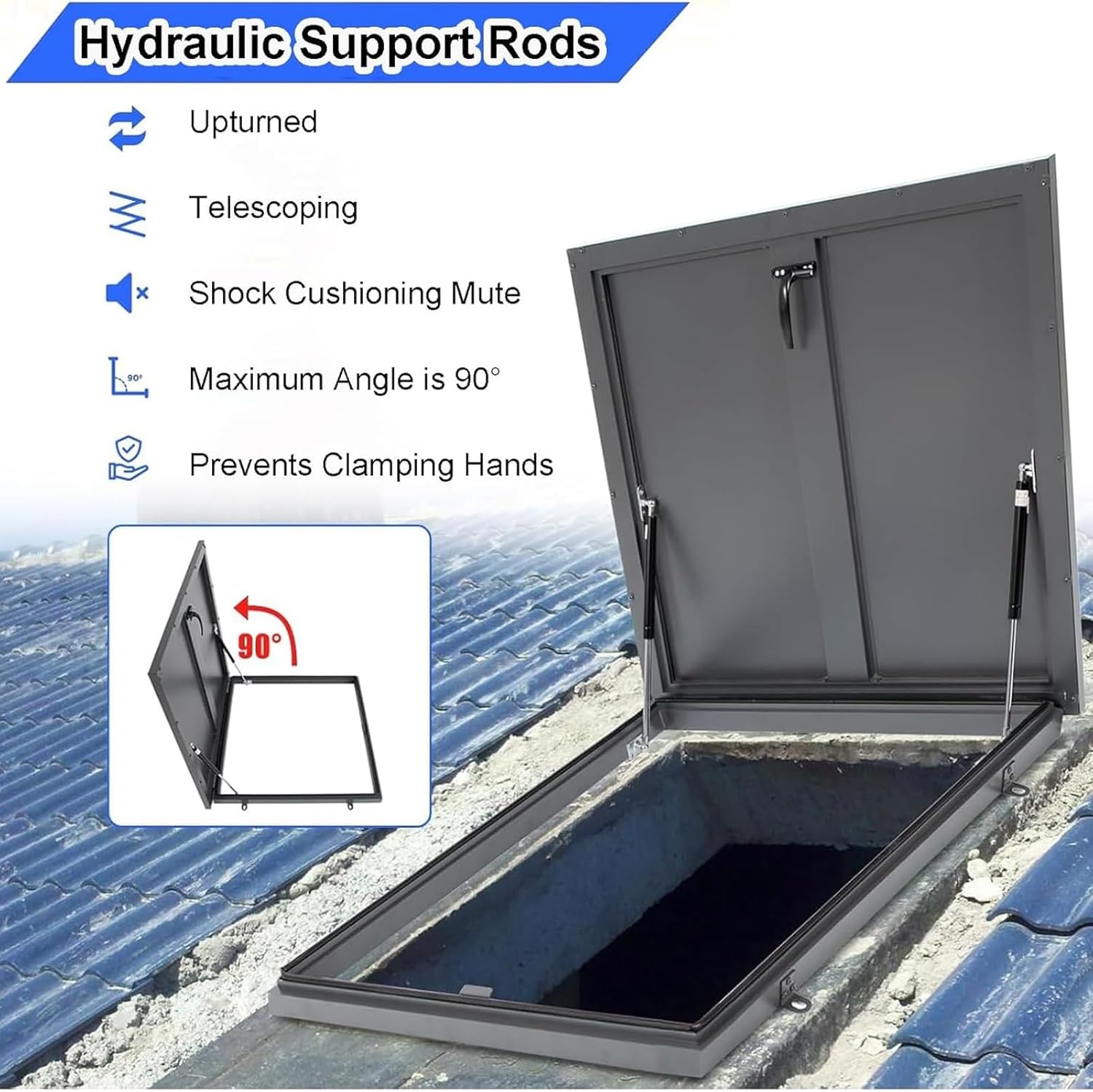 Durable Steel Rooftop Safety Door - 45x45cm Skylight Access Hatch for Secure Ventilation & Drywall - Perfect Roof Access Panel for Commercial Spaces, Dark Gray 1.48x1.48ft