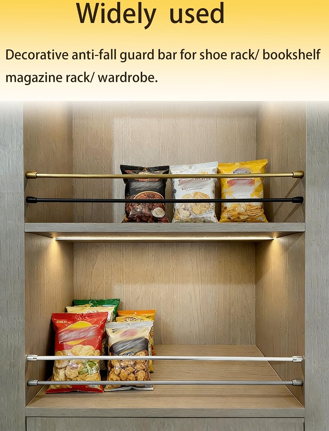 Aluminum Shelf Rails for Wood Cabinets & Closets, Decorative Silver Fence Rod, 96cm / 38in Shelf Guardrail Stopper, Perfect for Home Organization & Storage Solutions