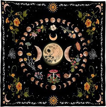 Moonphases Flower Astrologys Altars Cloth Tarot Tablecloth Divinations Tapestry Decor Witchcrafts Supplies