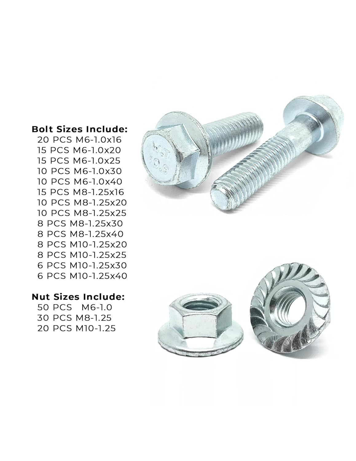 Grade 10.9 JIS Hex Flange Bolts Frame Cap Screws Zinc Class M6 M8 M10 J.I.S. Assortment Kit