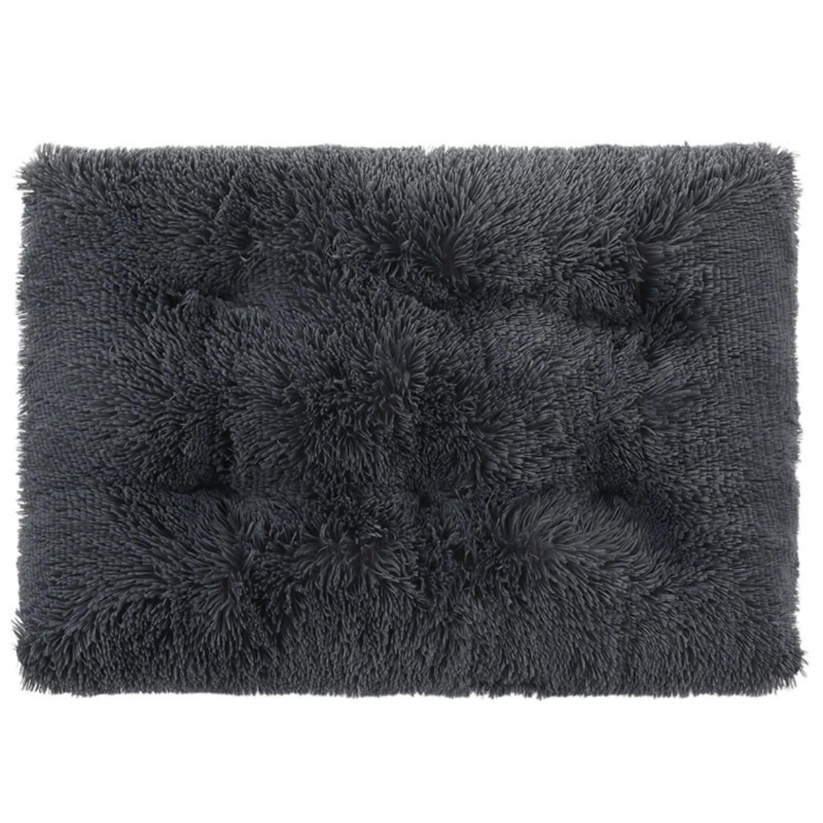 Mateju Plush Pet Bed Rectangle, Fluffy Pet Cushion Thick Warm Soft Plush Dog Cat Bed for Indoor Calming Puppy Kitten Petbed with Non Slip Bottom for Small Medium (Dark Gray,XS 45x30cm)