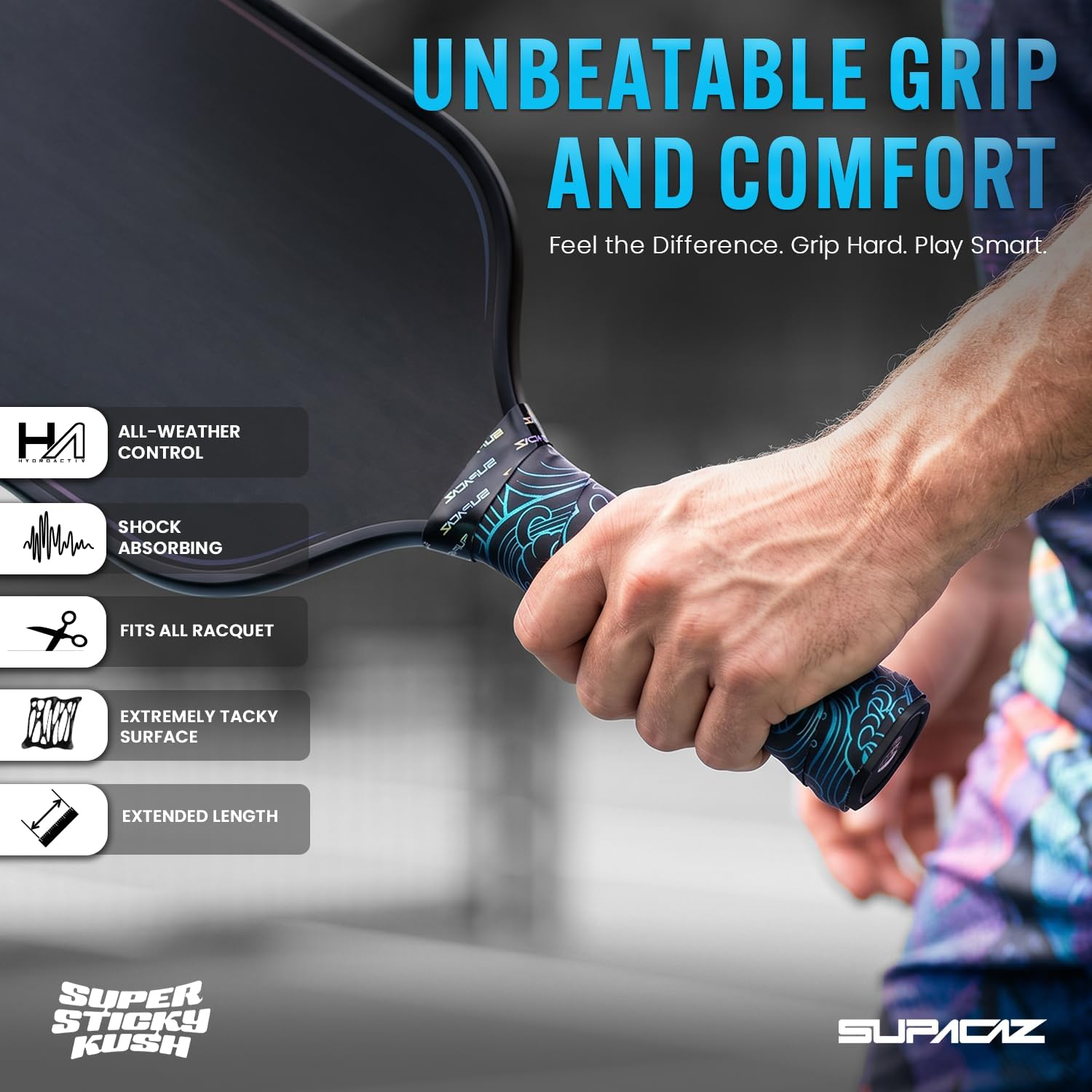 Supacaz Super Sticky Kush Pickleball Overgrip Tape Wrap 3-Pack | Multicolor