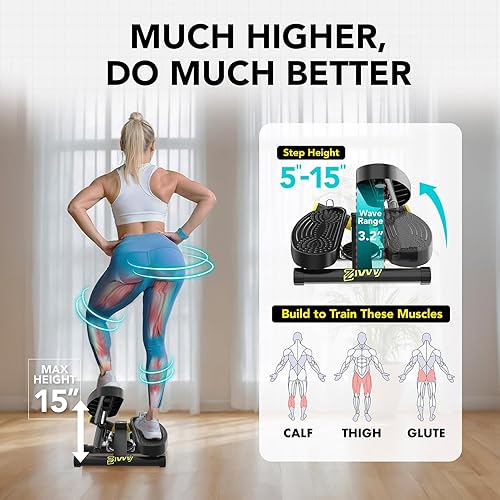 Miniatura 10 de Stepper giratorio con bandas de resistencia, máquina paso a paso con capacidad de peso de 300 libras, mini paso a paso para entrenamiento de cuerpo