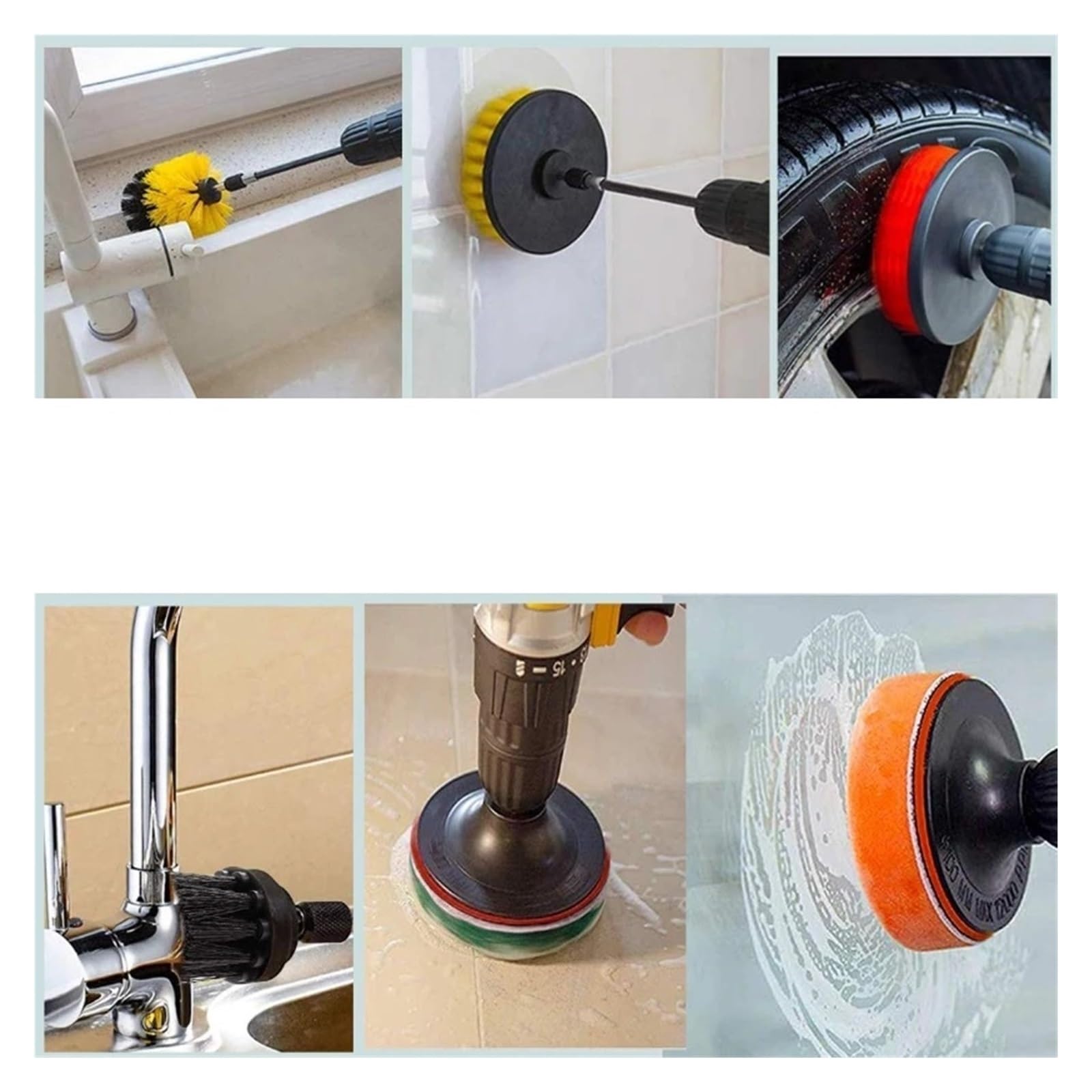 Compatible con el juego de accesorios de cepillo for taladro eléctrico UNTIOR, cepillo for fregar a presión, pulidor de automóviles, kit de limpieza de cocina y baño, herramientas de limpieza de inodo