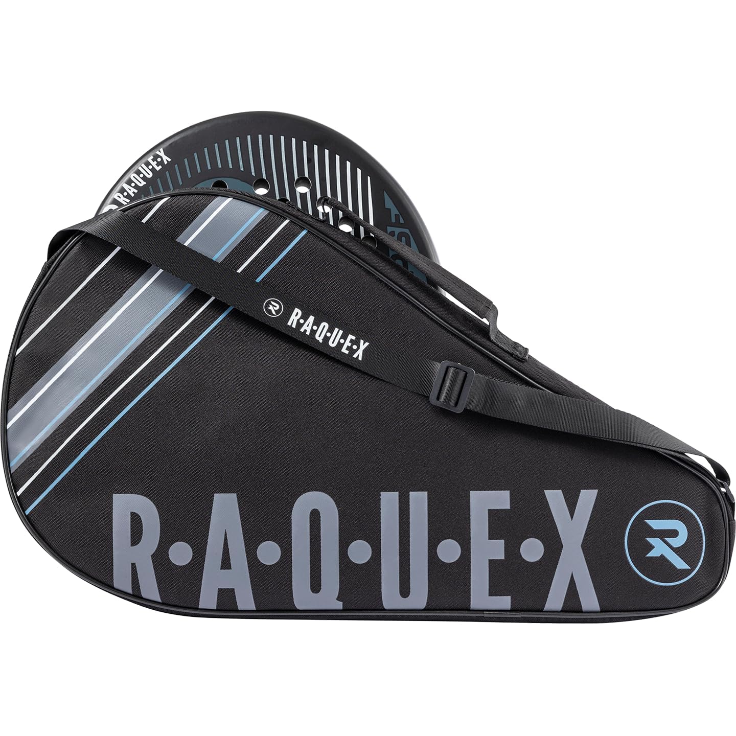 Raquex Enigma Padel Racket Cover Bag for 1 Racquet - Black - for Men & Women - Carry Handle + Adjustable Shoulder Strap