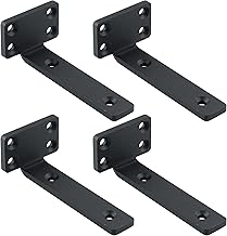 4Pcs Floating Shelf Brackets, Black Shelf Brackets, Heavy-Duty Metal L-Shaped Shelf Bracket, 150MM for Shelves Support Wall Hanging Supporting Suspended Items