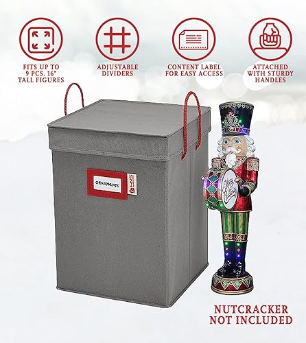 Miniatura 3 de Caja de almacenamiento coleccionable de cascanueces y figuras navideñas, almacena cascanueces de hasta 9 a 16 pulgadas de alto, adornos y más,