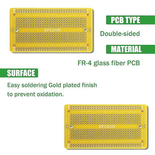 Miniatura 9 de 10 piezas de placa de pan soldable placa PCB chapada en oro para proyectos de electrónica de bricolaje se aplica a proyectos de soldadura 3.5 x 2.05