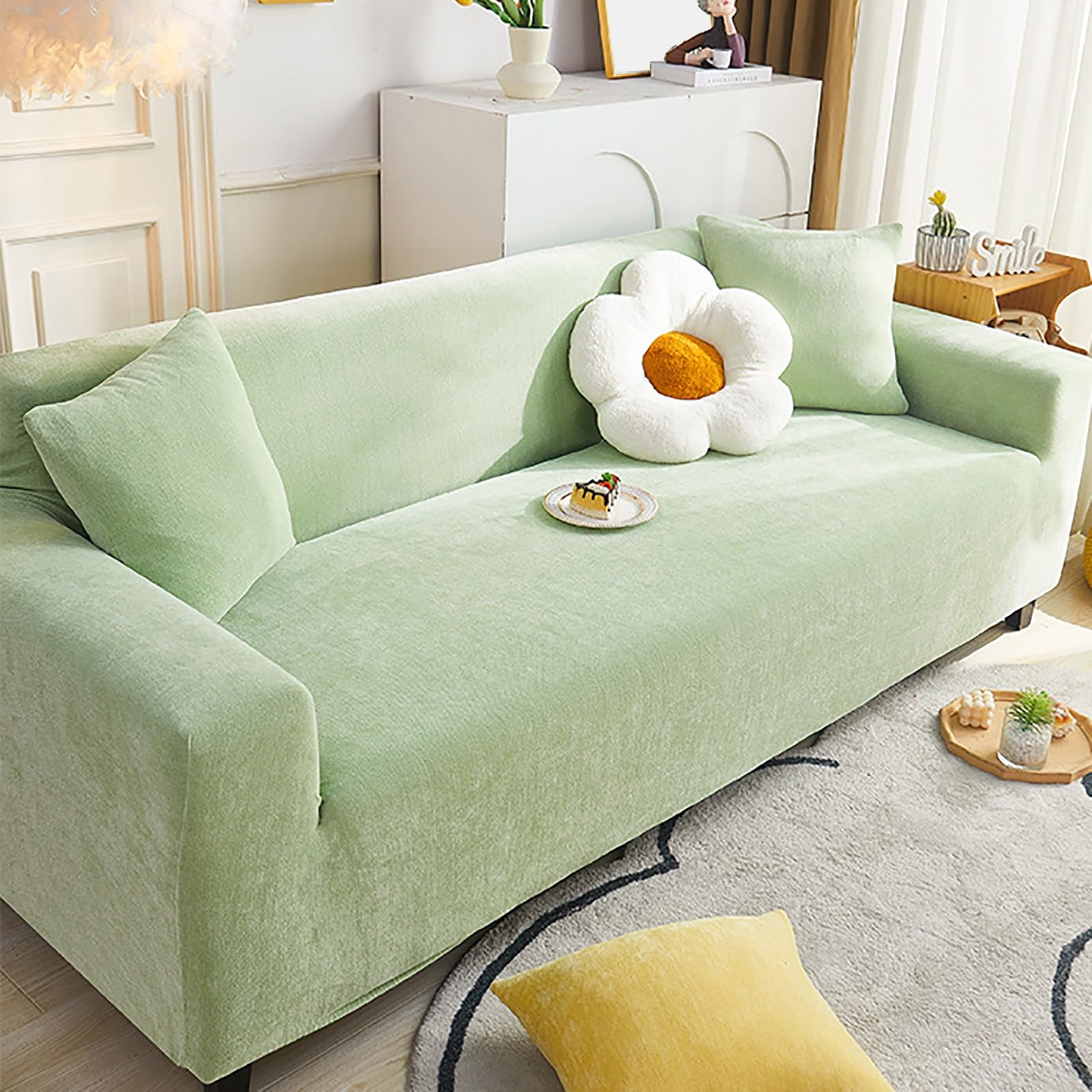 Housse de canapé extensible en chenille haut de gamme pour grand salon chic