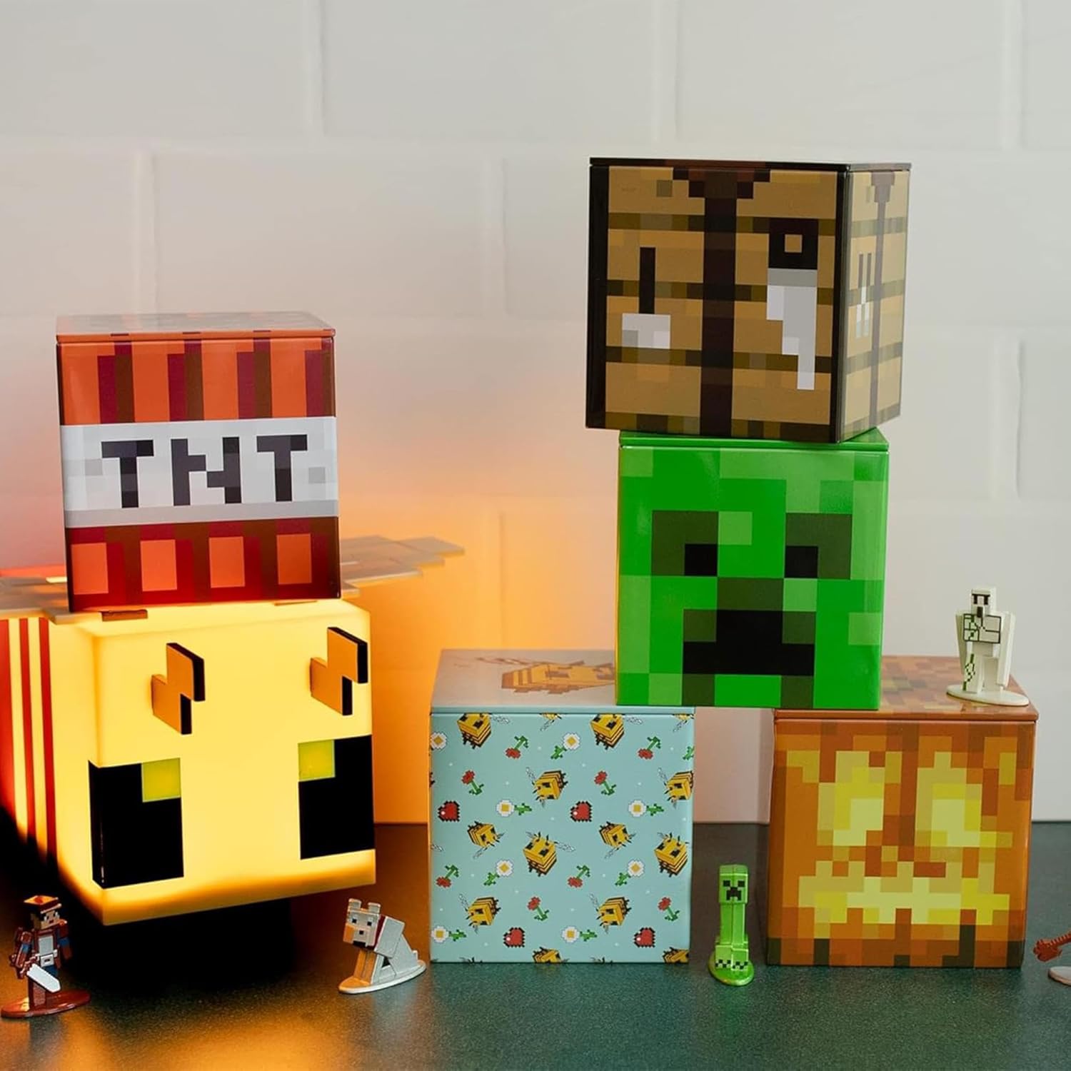 Toynk Robe Factory Minecraft 5-Piece 4 Inch Tin Storage Box Bundle Kit Created