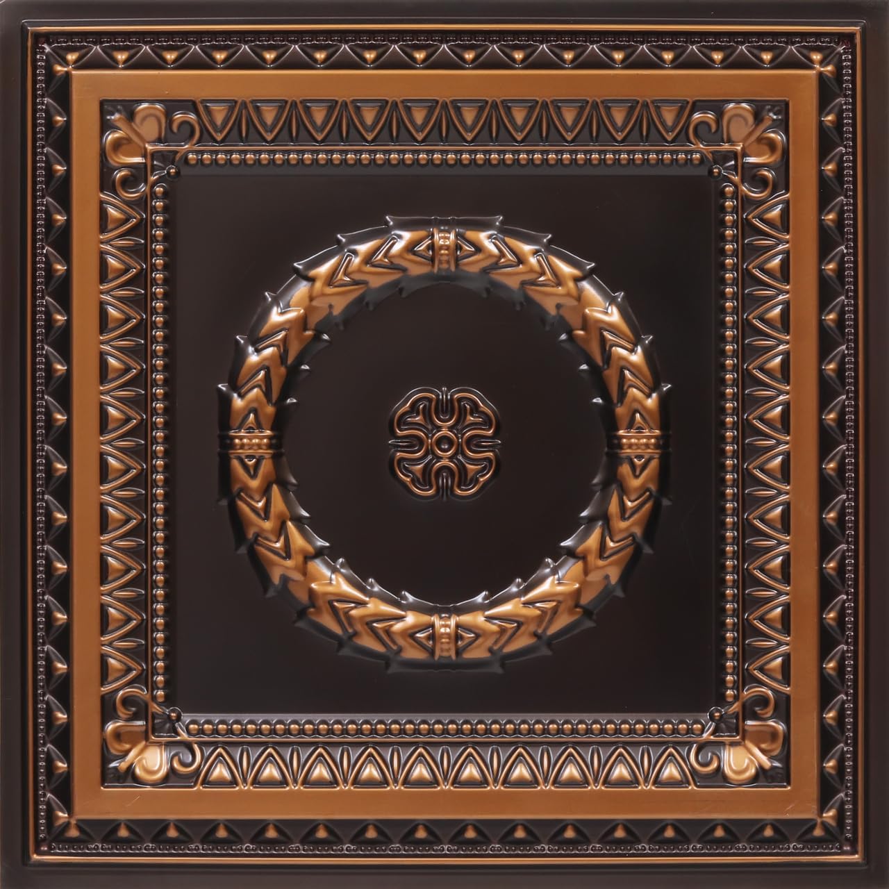 From Plain To Beautiful In Hours 210 Laurel Wreath PVC 2' x 2' Lay-in or Glue-up Ceiling Tile (Covers / 100 sq.ft), Antique Copper, 25 Piece