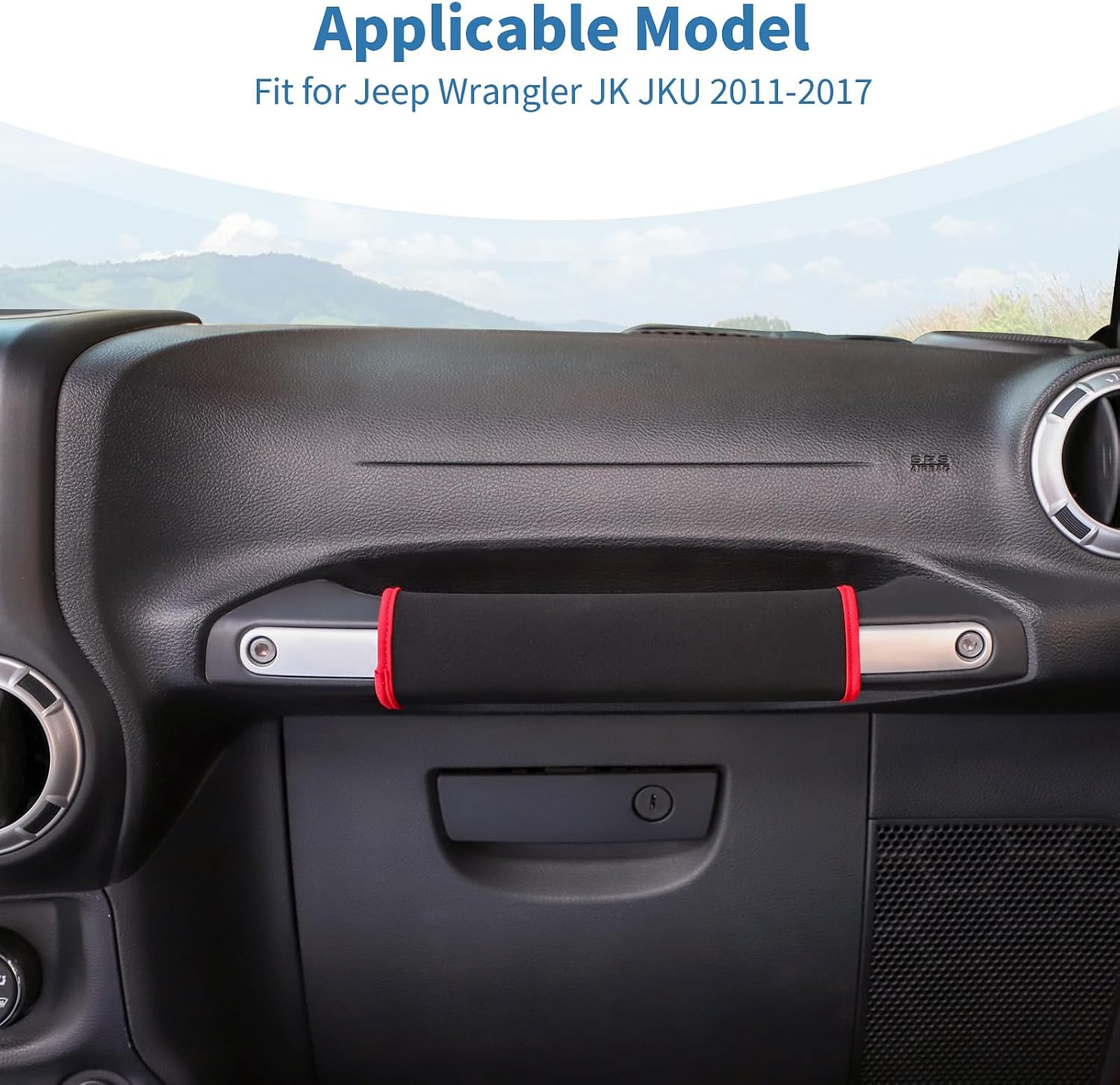 for Jeep JK Passenger Grab Handle Protector Cover Fit for Jeep Wrangler JK JKU 2011-2017 Black Red Interior Accessories 1pc