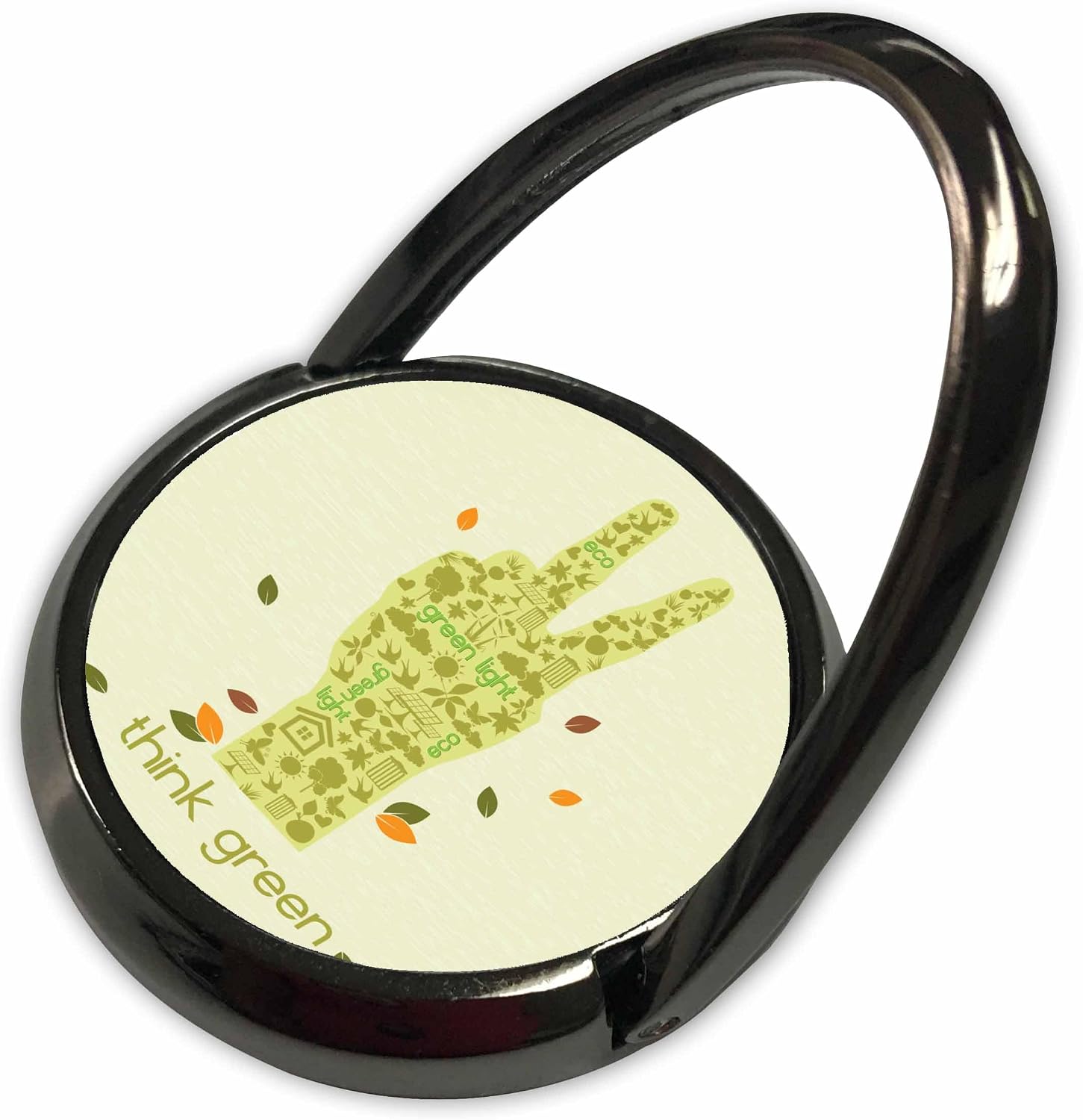 3dRose Earth Day Eco-Friendly Environmental Peace Hand Think Green Phone Ring