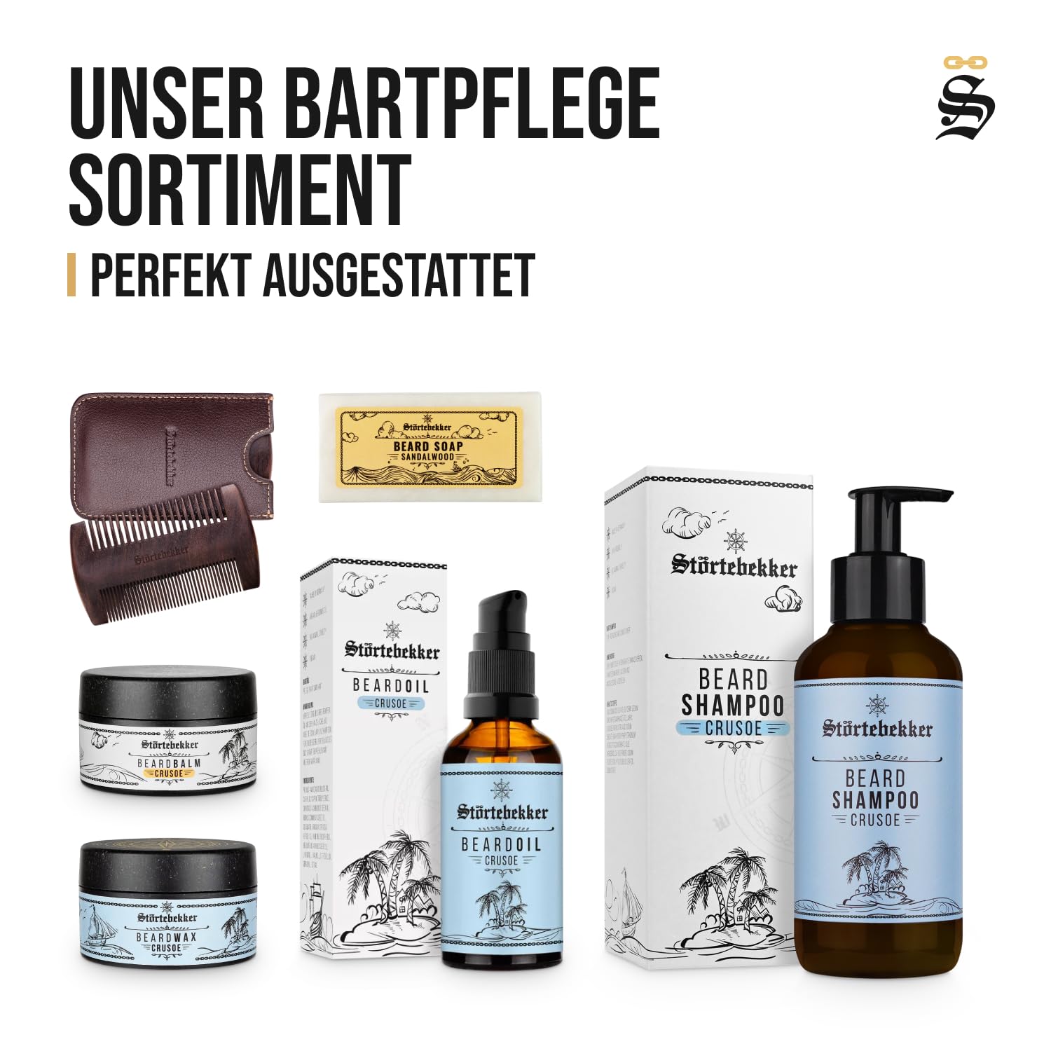 Störtebekker® Premium Bartöl Crusoe - tägliche Bartpflege für 3-Tage-Bart bis Vollbart - 50ml Beard Oil Vegan - Bart Öl Herren mit angenehmen Duft - Hochwertige Inhaltsstoffe - Made in Germany