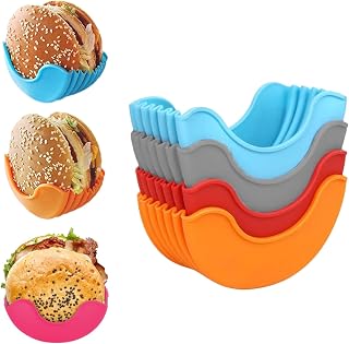 4Pcs Silicone Burger Holders, Reusable for Burgers, Donuts, and Sandwiches