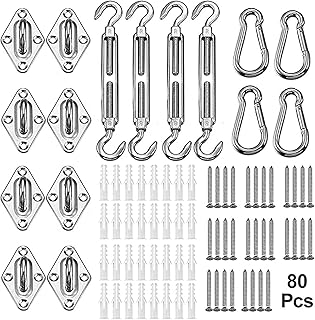 KASTWAVE Shade Sail Hardware Kit 6 Inch for Triangle Rectangle Sun Shade Sail Installation