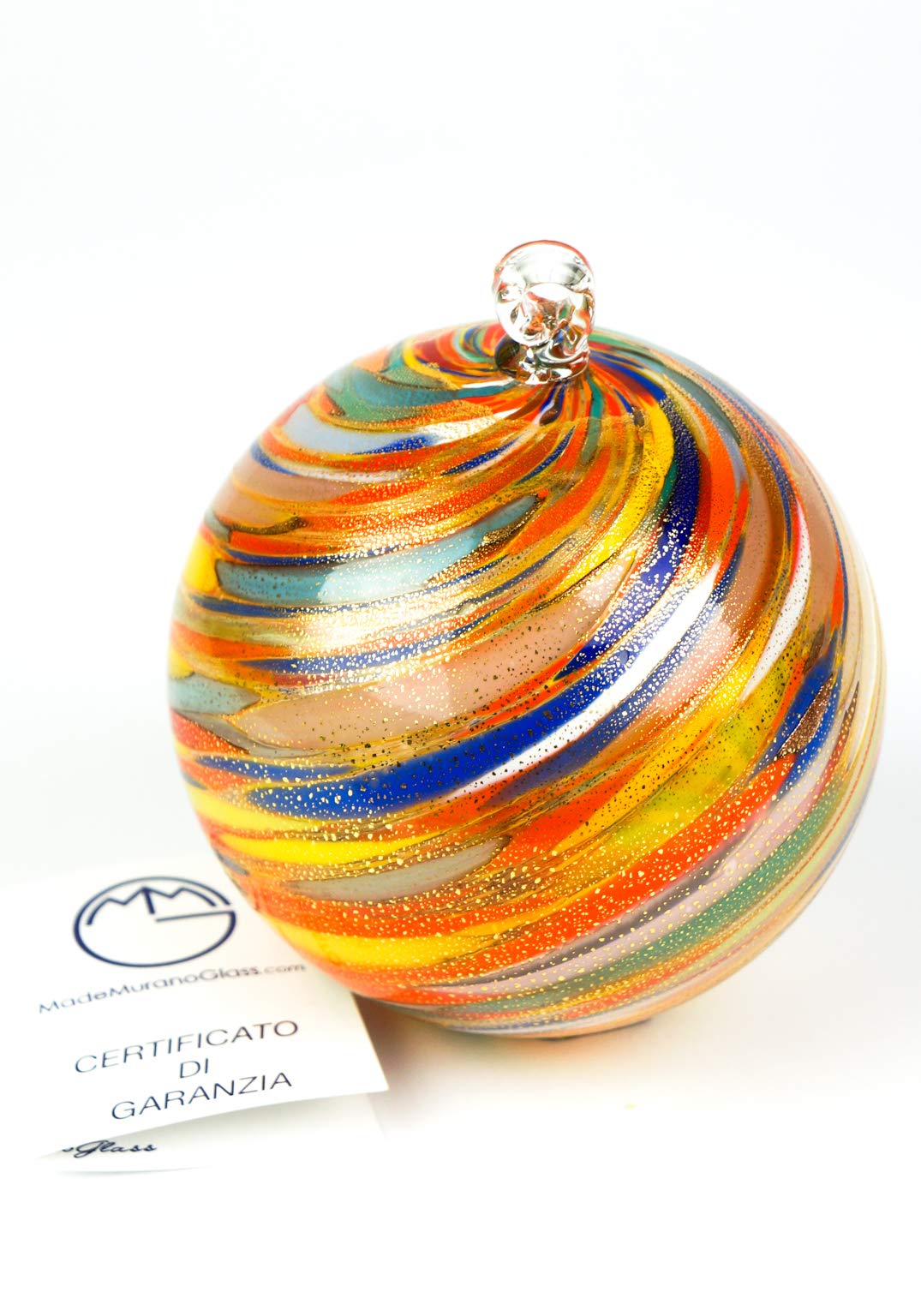 MadeMuranoGlass Palla di Natale Multicolore Oro 24 in Vetro soffiato Murano