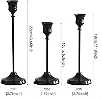Vista 3 de Candle Holders Set of 3 Taper Candle Holders for Table Centerpieces Wedding Home Decor (Black)