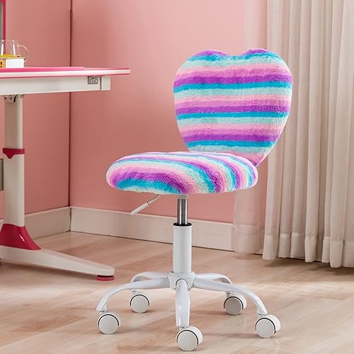 Miniatura 44 de Silla de escritorio para niños, niñas, estudiantes, silla de estudio, silla de computadora ajustable, silla giratoria de peluda, sillas de lectura