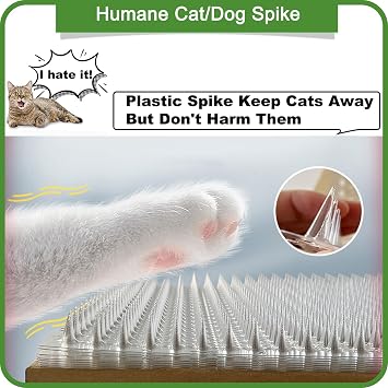 14 Pack Scat Mat for Cats - 16 x 13 Inch Cat Spike Mat with 1 Inch Spike, Cat Repellent Indoor & Outdoor Mat to Deter Cats & Other Animals, Humane Deterrent Indoor Fence