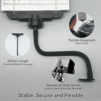 Snare Lyre SB10, Adjustable Marching Band Lyre for Snare & Bass Drum with Flip Folder, Includes 10 Refill Sleeves