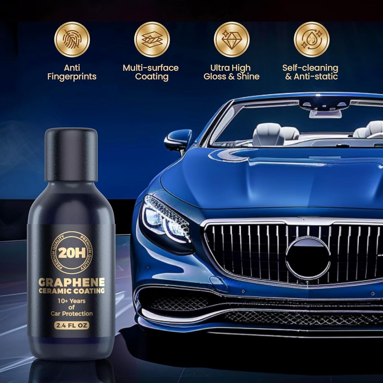 20H Advanced Nano Graphene Ceramic Coating for Cars 70ml (10+ Yrs Protection), Unique UV Technology & Extremely Hydrophobic Car Ceramic Coating Kit for Auto Detailing, Paint & Wheel Protection - Image 8
