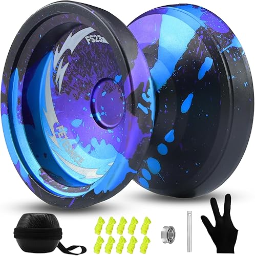 Miniatura 9 de FETESNICE Yoyo Profesional de Giro de Dedos FS23 - Yoyo de Trucos de Metal, Yoyo de Doble Propósito Responsivo/No Responsivo para Todos los Niveles
