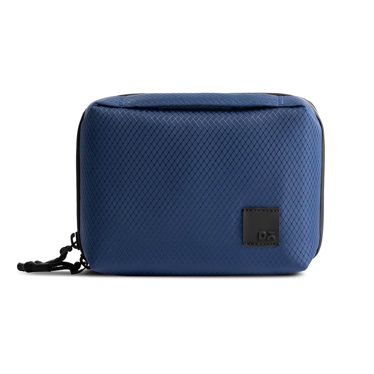 Small blue DailyObjects ripstop tech organiser opened to show pockets