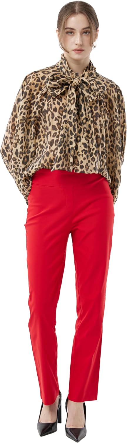 Women’s Super Stretch Straight Fit Comfy Pull-On Business Casual Pants