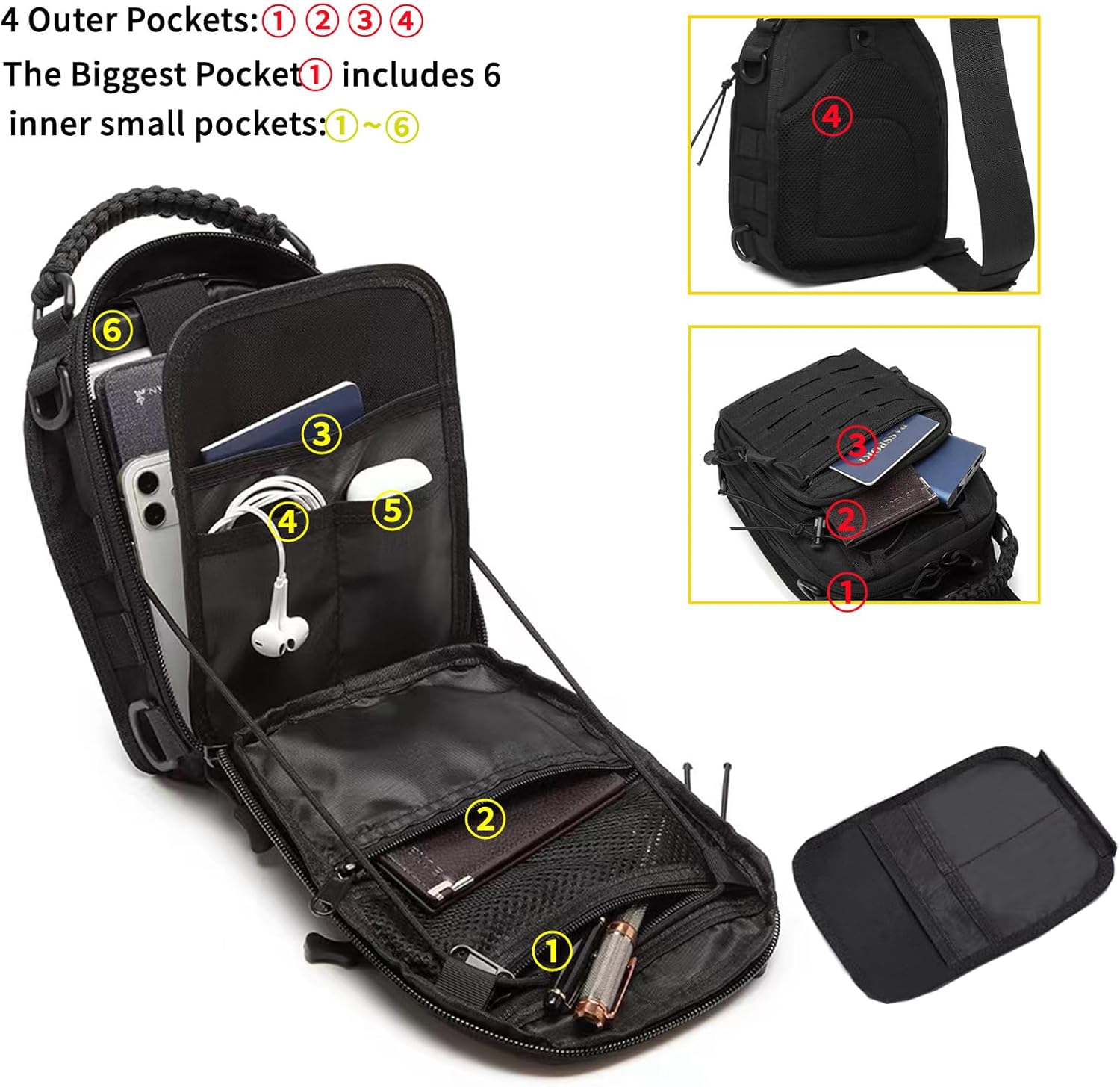 Tactical Sling Bag for Men Concealed Carry Crossbody Pack Gun Carry EDC BagMens Chest Pouch - Image 4