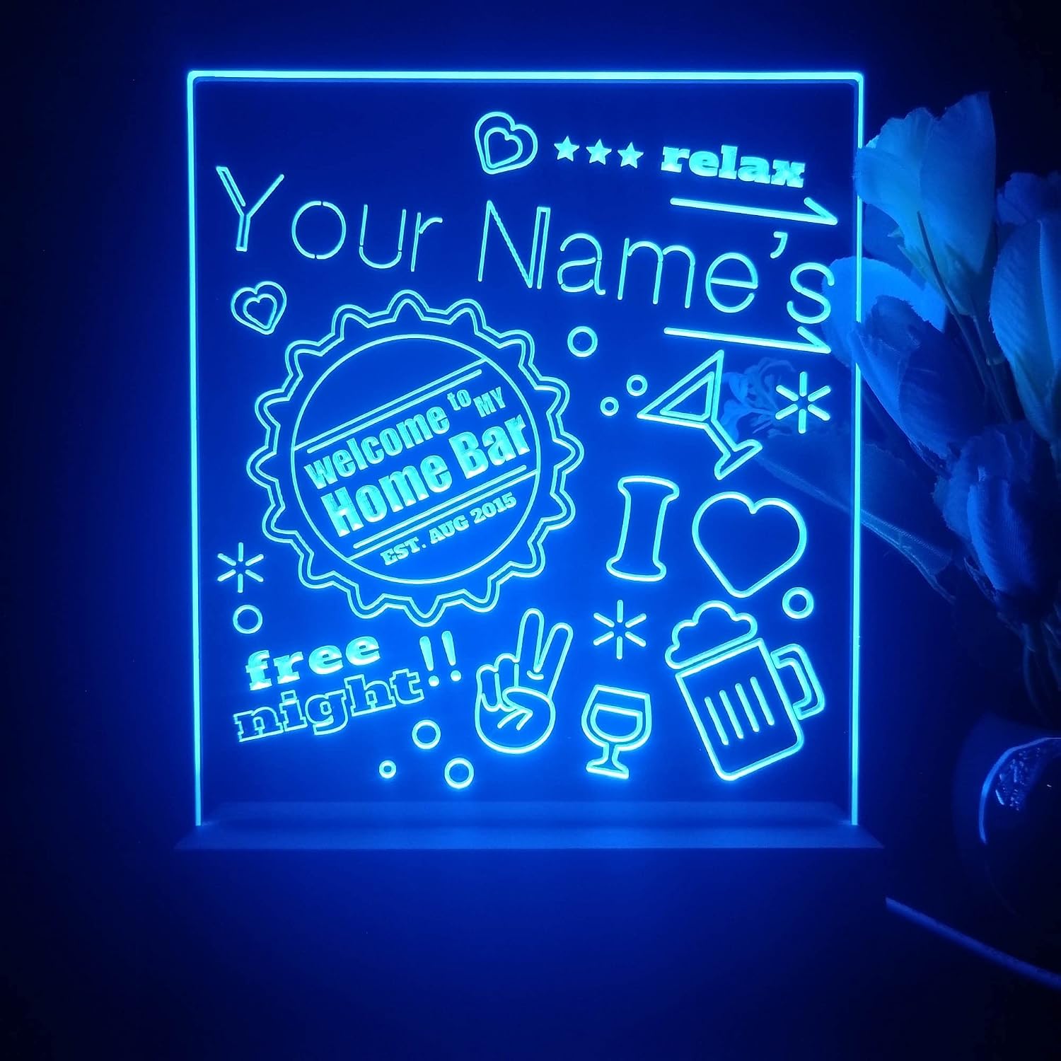 ADVPRO My Home Bar Personalized Name Est Date I Love Beer Tabletop LED Neon Night Light & Lamp Color-Changing 4 Modes st5s12-p0002-tm-c