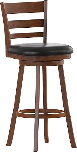 Miniatura 3 de Taylor & Logan Zayne Classic - Taburete giratorio de madera con asiento de piel sintética, roble antiguonegro