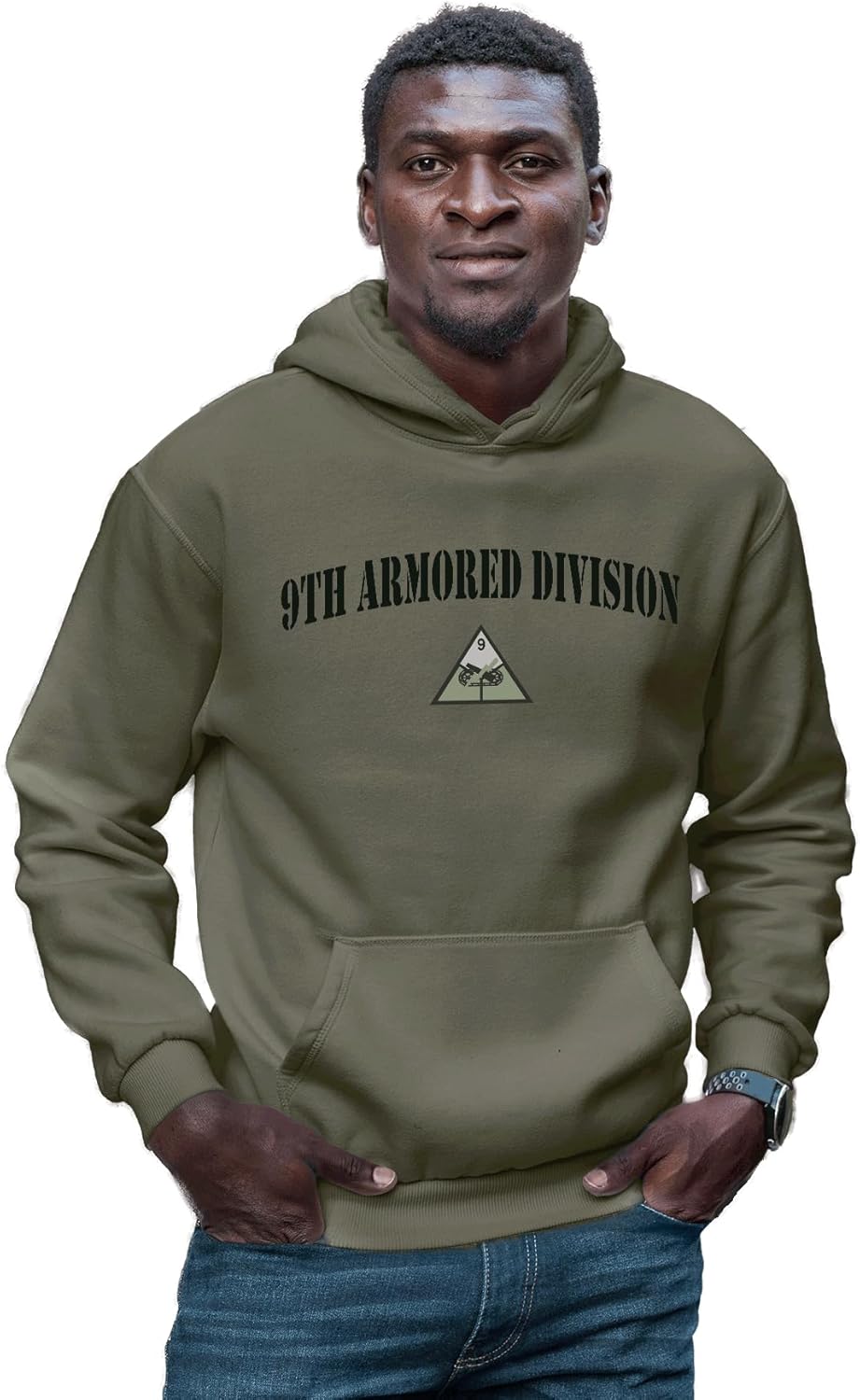 Military Productions US Army 9th Armored Division Subdued Hooded Sweatshirt Officially Licensed