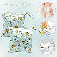 4 Wet Dry Bags Riutilizzabili GOEDCH Per Pannolini – Borsa Impermeabile Con Doppia Cerniera, Manico, Per Viaggio, Spiaggia, Piscina – 28x30cm - 3